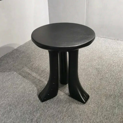 Fiberglass Modern Minimalist Side Table Organic Foot Wabi-Sabi Sculpture Artistic Accent Table Shaped Base Bedroom Living Room