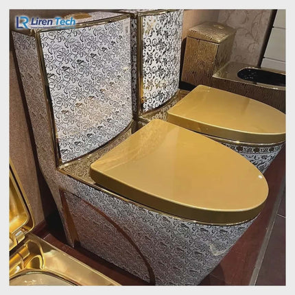 Floral Gold Trim Toilet Italian Design Premium Bathroom Masterpiece