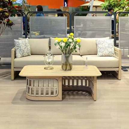 Nordic Outdoor Furniture Sofa Garden Solid Wood Backyard Sofa Set Outdoor All-Weather Teak Patio Courtyard Garden Sofas