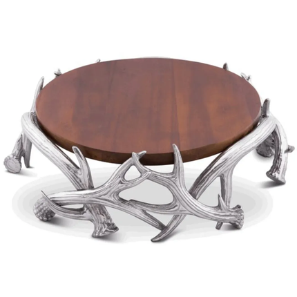Luxury 2-Tier Wooden Cake Stand With Gold Brass Floral Branch Frame Elegant Rustic Mango Wood Cupcake Display & Serving Tray