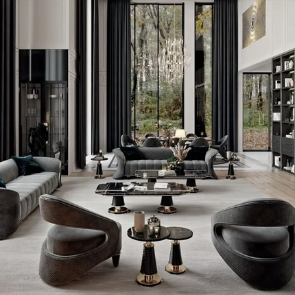 Quintus Contemporary Velvet Tufted Lounge Chair Set High Quality 2 3 Seater Modern Sectional