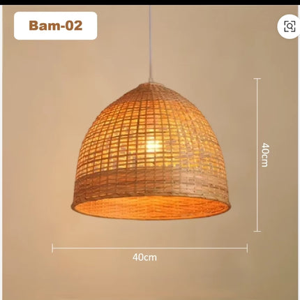 Handmade Round LED Woven Lamp Cover Rustic Retro Indoor Lampshade with Bamboo Rattan Traditional Modern Industrial De
