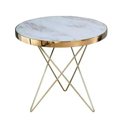 Nordic Luxury Design Modern Style Home Furniture Silver Golden Stainless Steel Base Round Marble Top Side Corner Table ST013