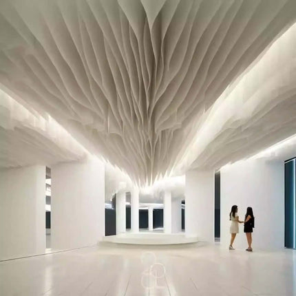 Custom Lighting Large Size Textured Paper Modern Ceiling Chandelier for Hotel Lobby Banquet Hall Restaurant