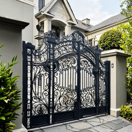 Modern European Design Electric Iron Sliding Automatic Driveway Gate for Villa & Hotel Custom Swing Wrought Iron Front Gate