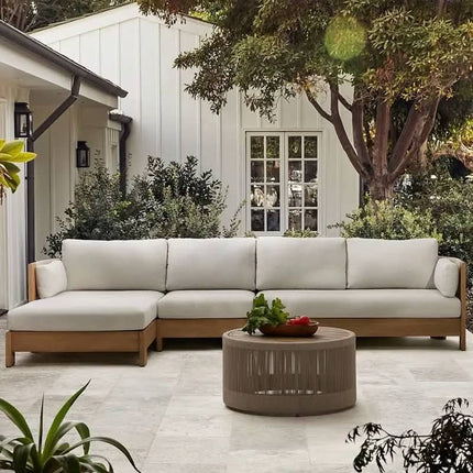 Outdoor Teak Rattan Wicker Set Anti-corrision Waterproof Durable Furniture For Hotel Villa Garden Modern Design Distressed