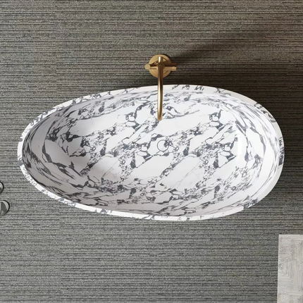 Artificial Cave Stone Oval Freestanding Bathtub Modern Simple High-End Bathroom For Home