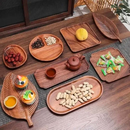 Custom Engraved Acacia Biodegradable Dinner Plate Set, Eco-Friendly Irregular Platters