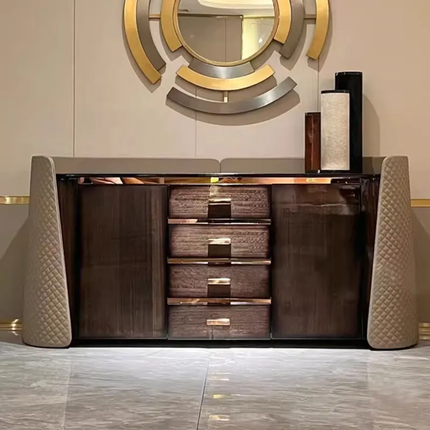 Italian-Style Solid Wood Sideboard Luxury Dining Storage Chest Durable Modern Furniture for Villas Hotels & Apartments