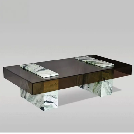 Modern living room tempered glass center table luxury marble base glass tea table glass coffee tables set living room base