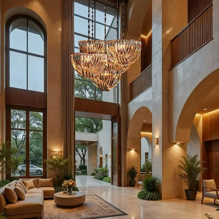 LED Chandelier Light Custom Large Project Hotel Lobby Indoor Glass Decoration Lighting New Design