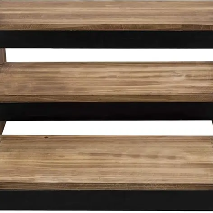 3 Layers Rustic Burnt Dark Wood Cake Dessert Display Riser Stand With Blackboard Board