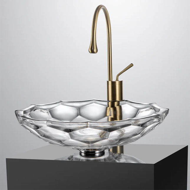 Art Luxury Transparent Colour Crystal Glass Bowl Vessel Bathroom Wash Basin Sink