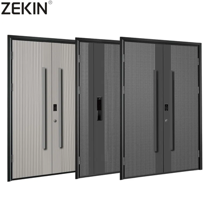 Customized Modern Contemporary Decorative Double Door Security Entry/Front/Exterior/Entrance Aluminum Soundproof Doors For Homes