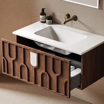 Artistic Design Bathroom Vanity Set – Wall-Mounted, Smart Mirror, Plywood Cabinet, Ceramic Basin, Water Resistant