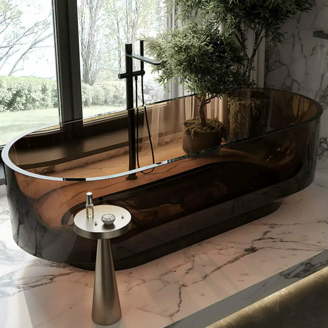 Customized Transparent Bathtub Freestanding Soaking Bathtub for Adults Outdoor Use