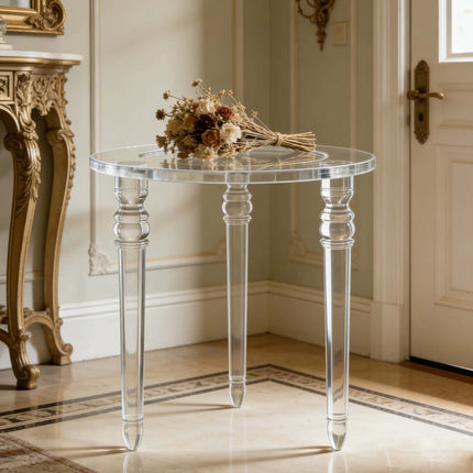 Acrylic Modern Coffee Table Round Top Living Room Furniture Indoor Use