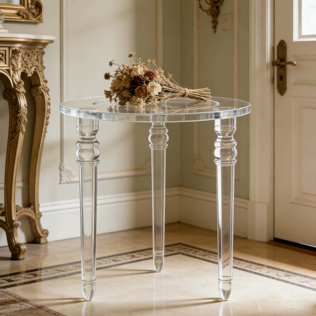 Acrylic Modern Coffee Table Round Top Living Room Furniture Indoor Use