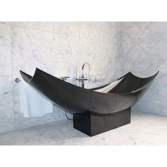 Modern Home Hotel Design Natural Stone Black Marble Freestanding Bathroom Bathtub