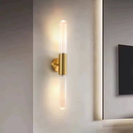 Modern Simple Light Luxury Decorative Custom Iron Glass Long Tube Wall Lamp For Hotel Corridor Bedroom Bedside Sofa