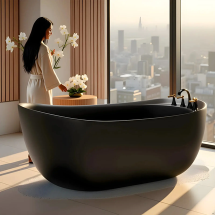 Exclusive OON Freestanding Black Matt Bathtub Acrylic Finish Modern Bathroom Tub Design