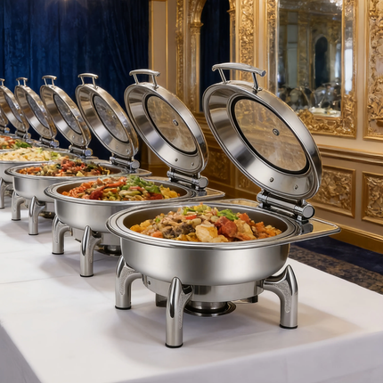 Stainless Steel Hydraulic Buffet Warming Equipment Food Glasses Chafing Dishes For Hotels Catering For Catering