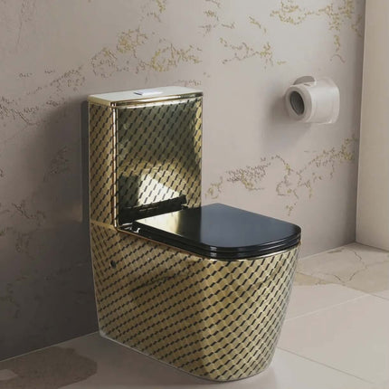Exclusive Gilded Pattern Toilet Italian Design Refined Comfort And Style Masterpiece
