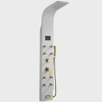 304 Stainless Steel Wall-Mounted Multi-Functional Spa Shower System Complete Bathroom Set with Rain Pattern Shower Panel