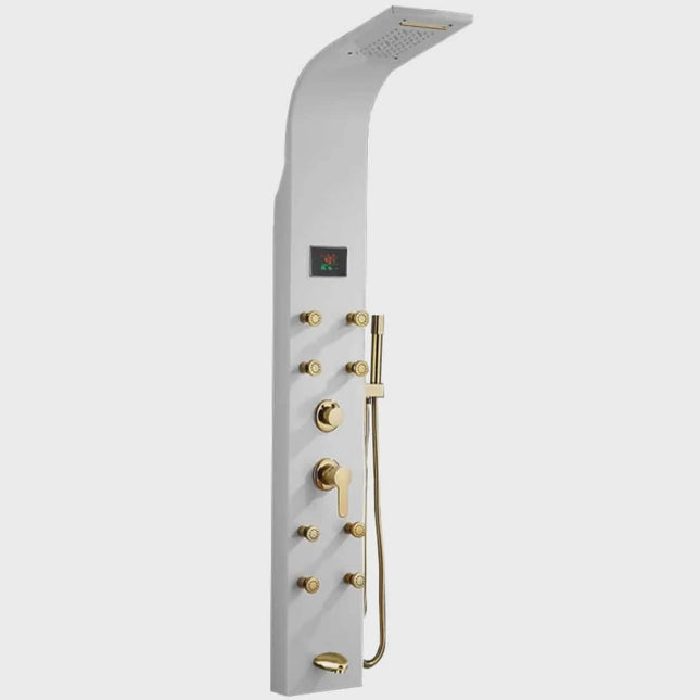 304 Stainless Steel Wall-Mounted Multi-Functional Spa Shower System Complete Bathroom Set with Rain Pattern Shower Panel