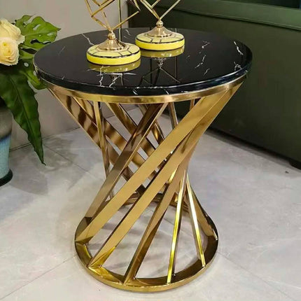 Gold and White Modern Flower Side Table Living Room Couch Side Table