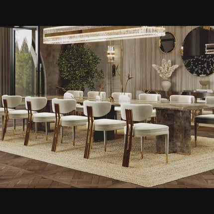 Gold and White Stainless Steel Frame Dining Chair – Soft Velvet Upholstery, Perfect for Home, Hotel and Restaurant Use