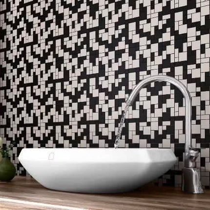 Vistar Brand Self Adhesive Waterproof Mosaic Porcelain Supre Black Kitchen Bathroom Backslash 3D Bathroom Wall Tiles 30x30cm