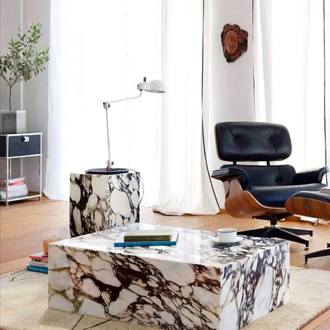 Custom Black and White Marble Side Table Hand-Polished Natural Stone End Table For Luxury Hotel Projects Minimalist Pedestal