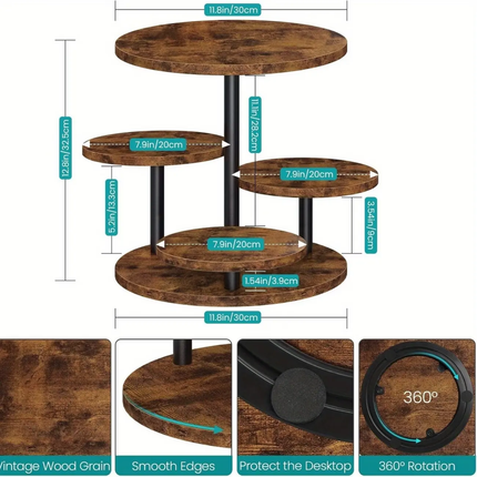 Charming Eco-Friendly Round Wooden Multi-Tier Cake Stand with Four Levels For Parties & Weddings Custom Size Available