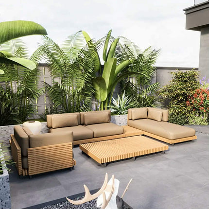 Teak Outdoor Patio Wood Sofa For Hotels Parks Courtyards Apartments Farmhouses Malls Home Bars