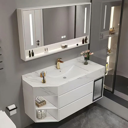 Modern single sink bathroom vanity 36-80IN solid wood grey smart mirror floating cabinet Eco-friendly water resistant features