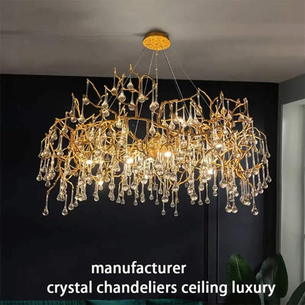 Chandelier Modern For french-Style Light-Luxury Golden Brown/Silver Custom Crystal Chandelier Branch Villa Living Room Bedroom