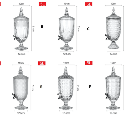Luxury Home Decor Juice Fruit Punch Alcohol Drink Glass Beverage Dispensers for Party And Wedding