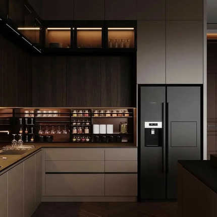 Custom Modern Lacquer Plywood Panel Cheap L Shaped Kitchen Design Cabinet For Small Kitchen