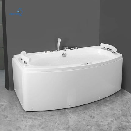 Kamalu 7000k Modern Freestanding Corner Whirlpool Tub Right-Hand Side Panel for Indoor Installation Massage for Apartment Use