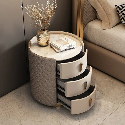 Light Luxury Minimalist Modern Designer High-End Solid Wood Glass Top Home Furniture Nightstand Simple Creative Bedroom