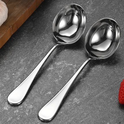 304 Stainless Steel Serving Spoon With Long Handle Big Round Ladle For Restaurant Dinnerware Salad Buffet Party Spoons