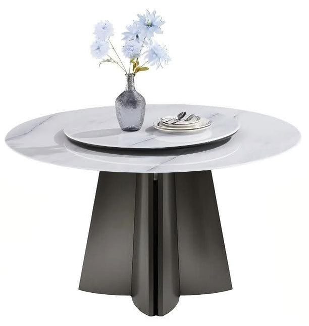 Modern Round Stainless Steel Legs Sintered Stone Top 10-Seater Dinner Table Set For Home & Hotel Use