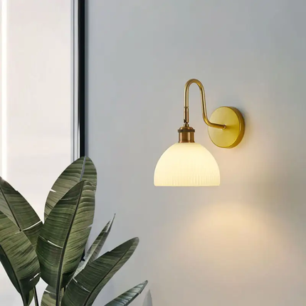 Scandinavian Creative Modern Iron Bedside Wall Lamp Bedroom Corridor Aisle Glass E27 Milky White Simple