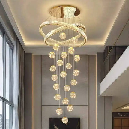 Modern Stairwell Decor Glass Ball Pendant Chandelier Light New Design Long Chandelier