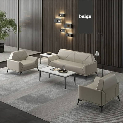 Modern Minimalist Comfortable Leather Modular Three Seat Office Sofa Commercial Hotel Apartment Living Room Home Office Dining
