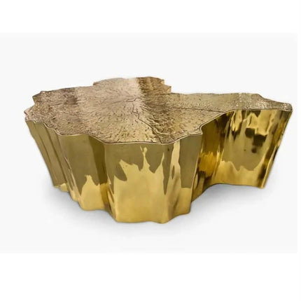Italian light luxury tree root coffee table etched stainless steel living room furniture High-Low combination side table