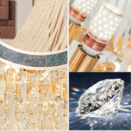 Duplex Staircase Villa Large Traditional Gold Octagonal Crystal Chandeliers Luxury Hotel Pendant Lights for Living Room