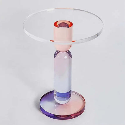 Round Transparent Gradient Acrylic Coffee Table – Metal Base, for Living Room & Bedroom Home Furniture Use
