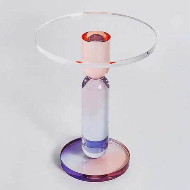 Round Transparent Gradient Acrylic Coffee Table – Metal Base, for Living Room & Bedroom Home Furniture Use